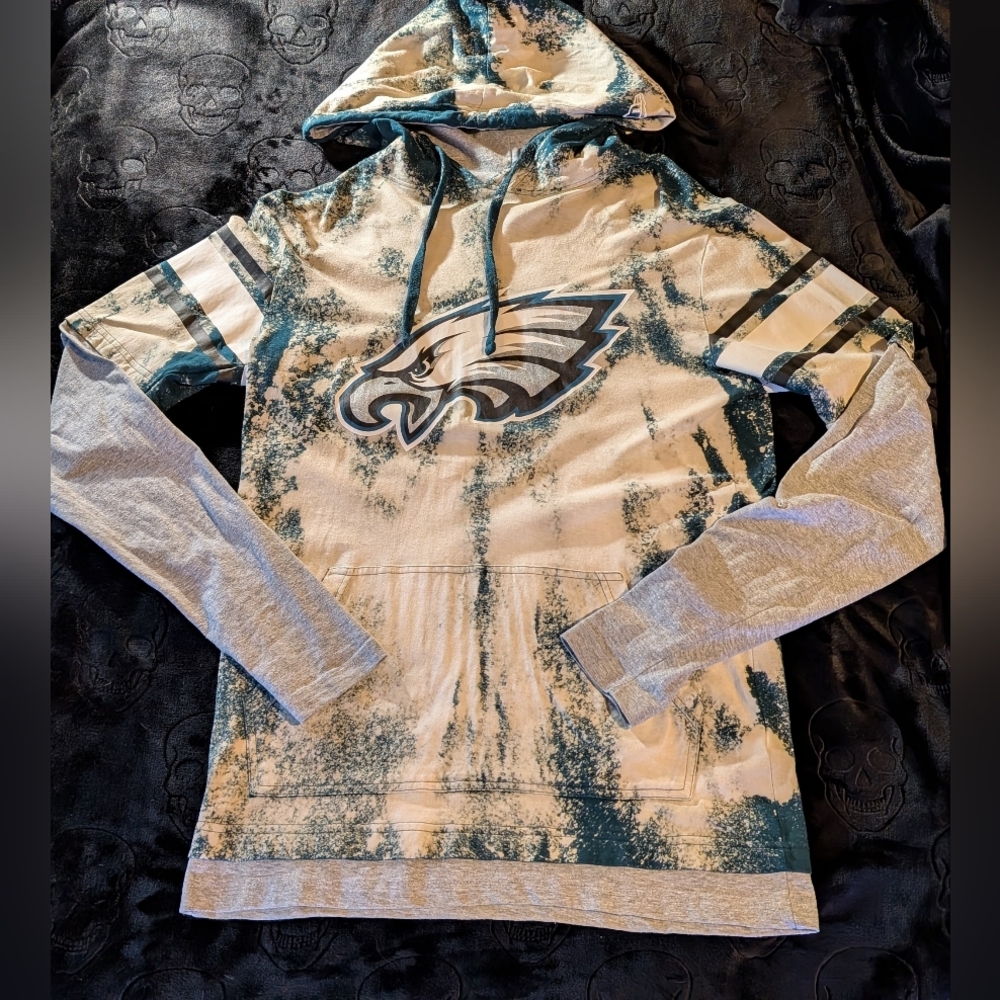 Men's Philadelphia Eagles BLEACHED OUT Soft T-shirt Hoodie Beanie Bundle S Wild!